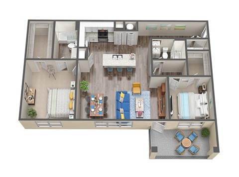 2 Bedroom 2 Bathroom Floor Plan at Waterline Bonita Springs, Bonita Springs, Florida